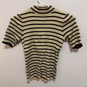 striped mock neck